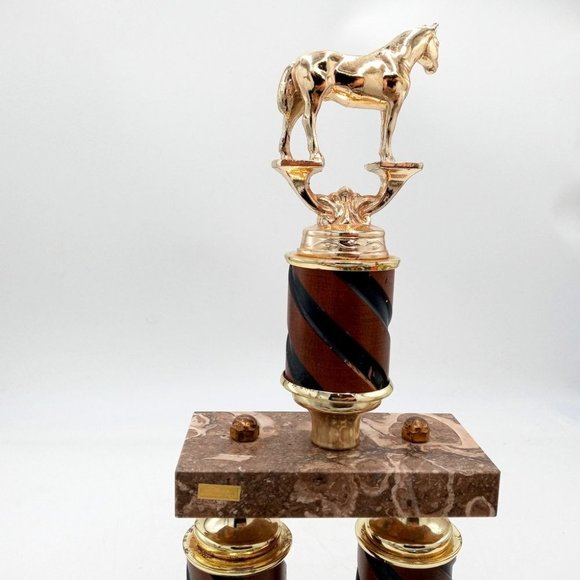 1973 Horse Show Trophy Rose Hill Kansas Vintage Collectible Statue Horseshoe - Picture 15 of 16
